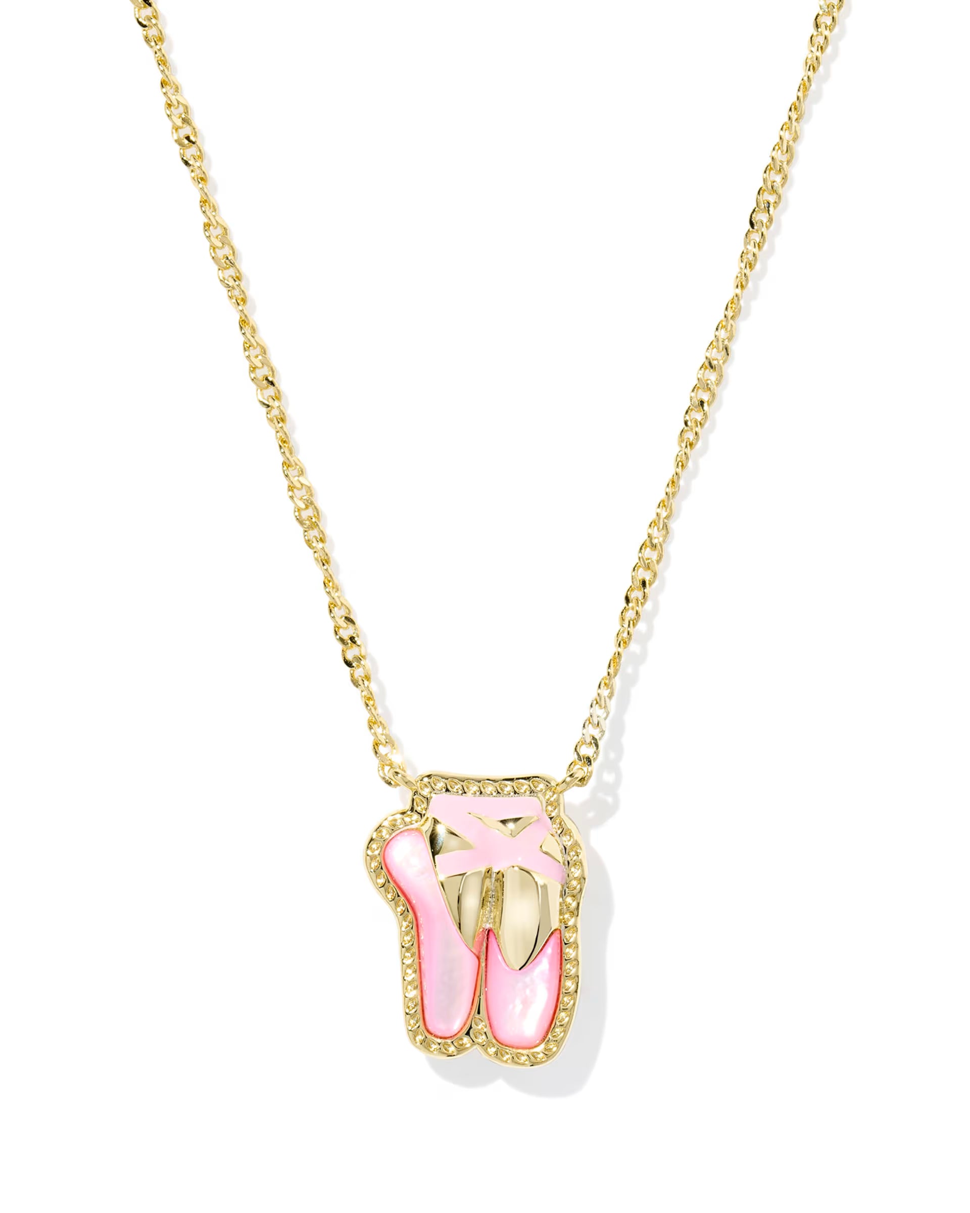 BALLET SHORT PENDANT NECKLACE - GOLD/BLUSH MOP