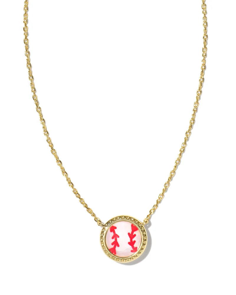 BASEBALL SHORT PENDANT NECKLACE - GOLD IVORY MOTHER OF PEARL