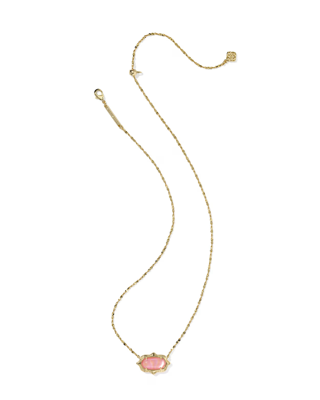 ELISA SCALLOP FRAME SHOIRT PENDANT NECKLACE GOLD LT PINK IRID
