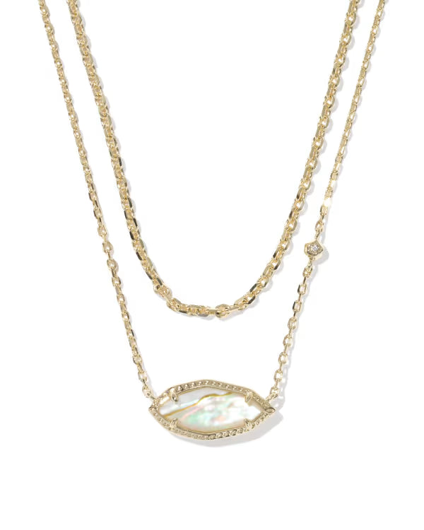 OPHELIA MULTI STRAND NECKLACE - GOLD IRIDESCENT ABALONE
