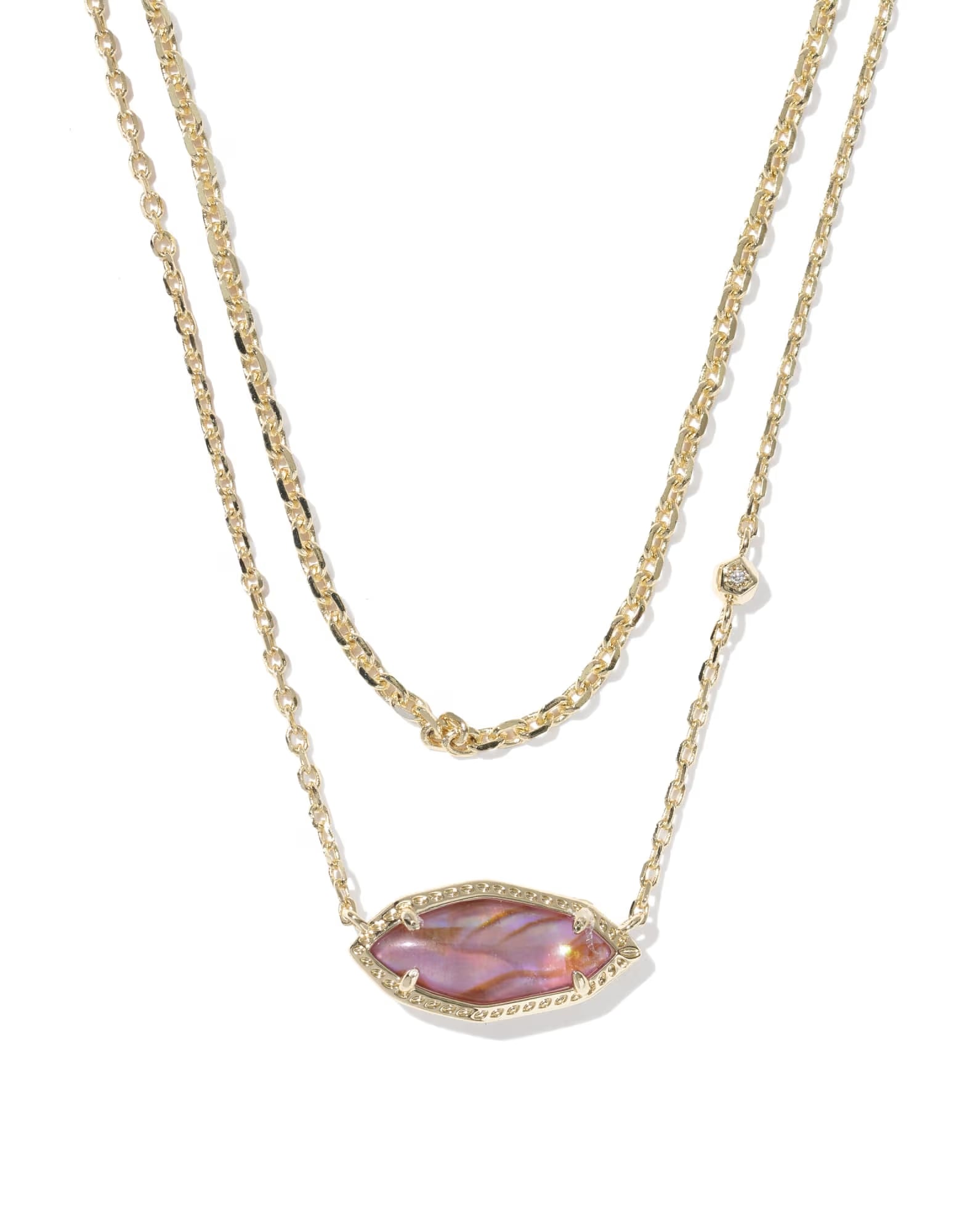 OPHELIA MULTI STRAND NECKLACE - GOLD LIGHT MAUVE ILLUSION