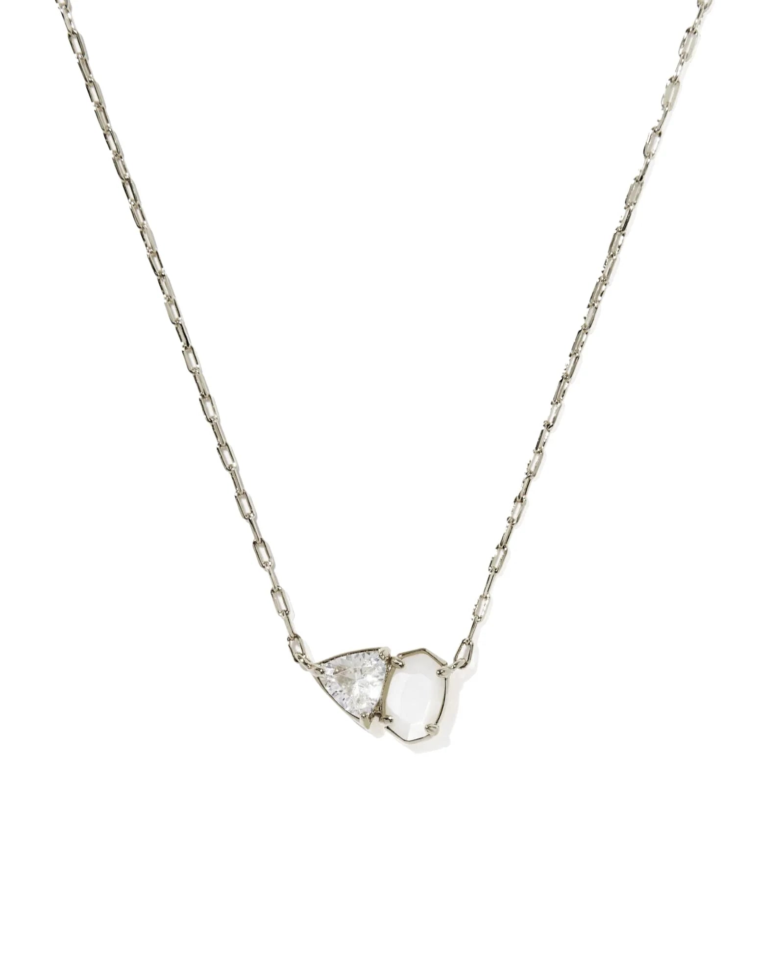 TATUM SHORT PENDANT NECKLACE - SILVER NEUTRAL MIX