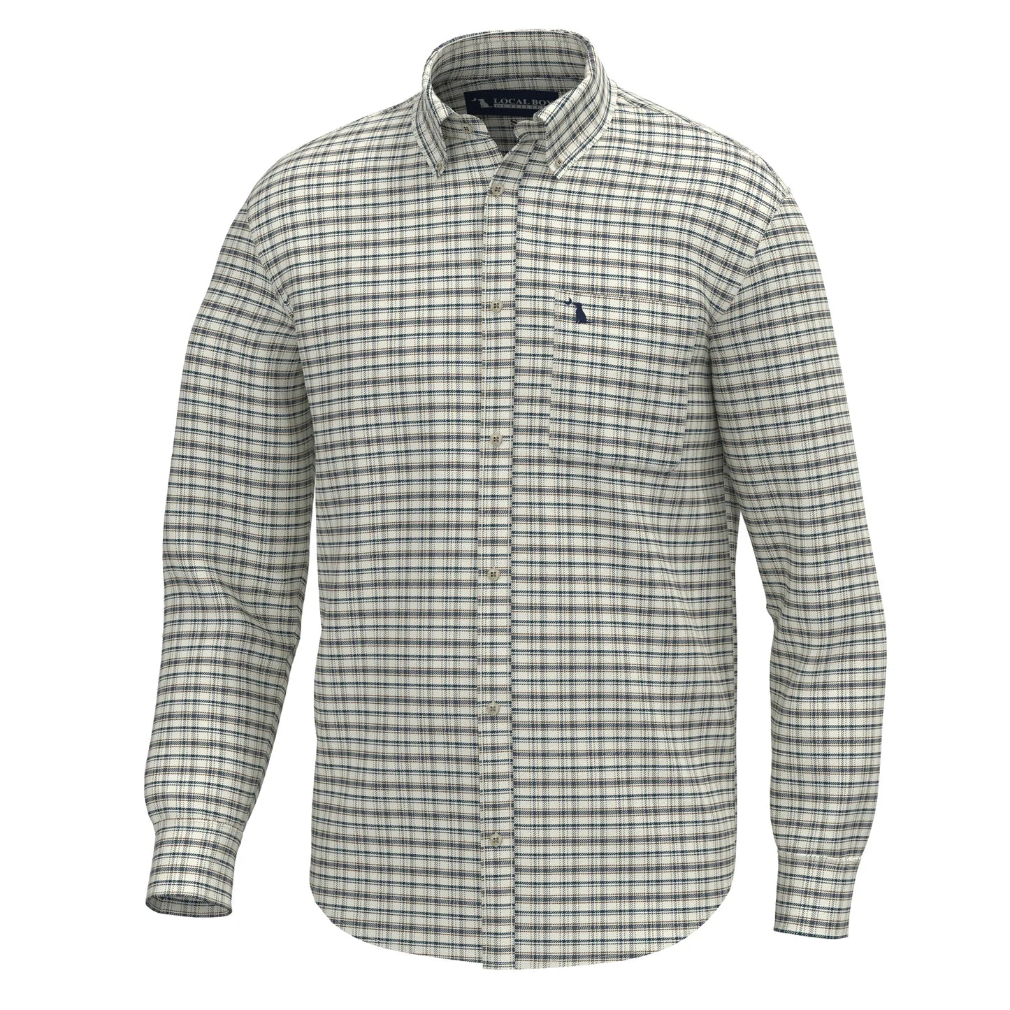 MCNALLY DRESS SHIRT - CREAM/BROWN/NAVY