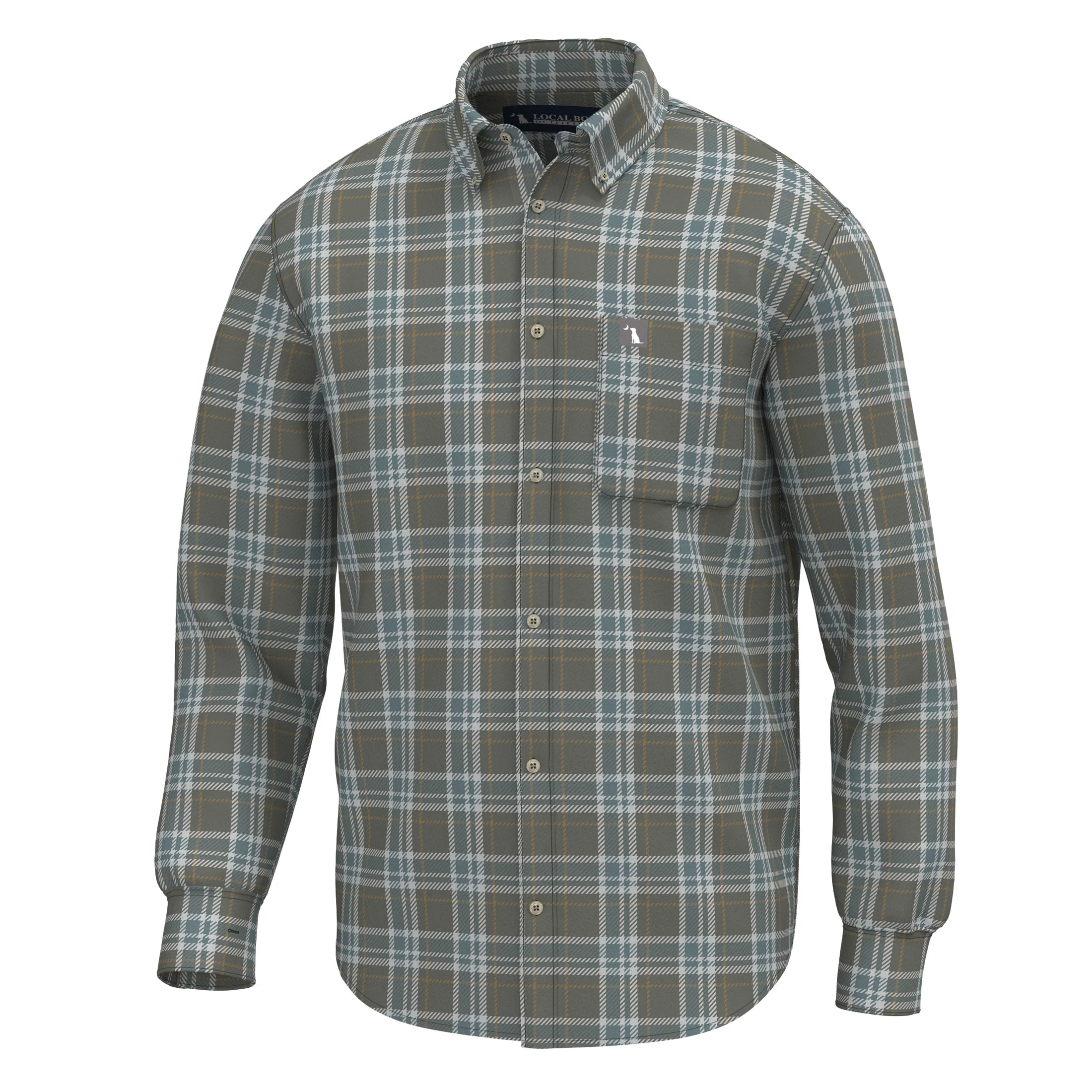POWERS STRETCH FLANNEL - MOSS GRAY/SMOKY TEAL/SILVER