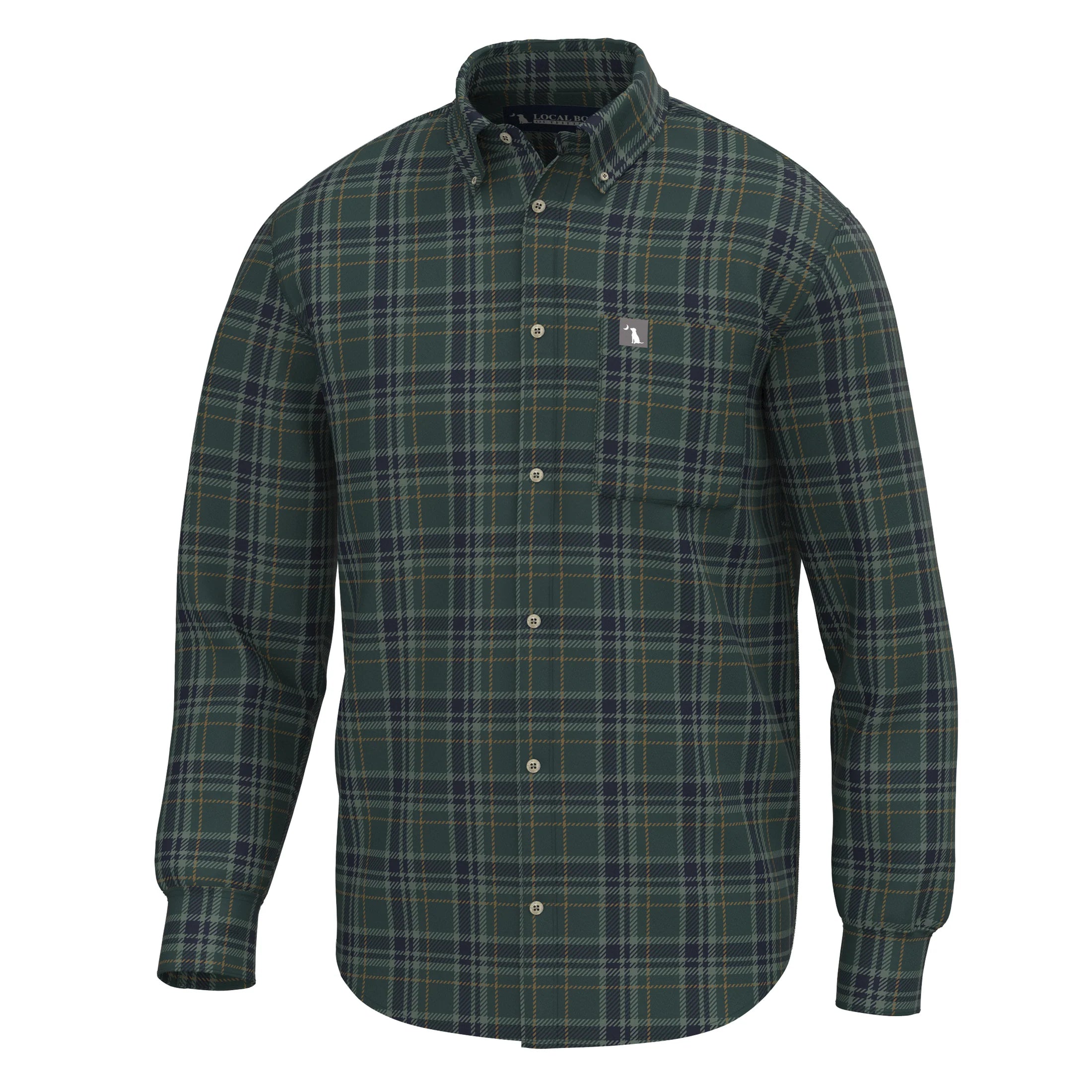 POWERS STRETCH FLANNEL - SPRUCE/NAVY/COPPER