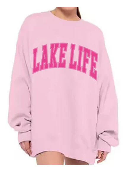 LAKE LIFE CREW NECK SWEATSHIRT - PINK