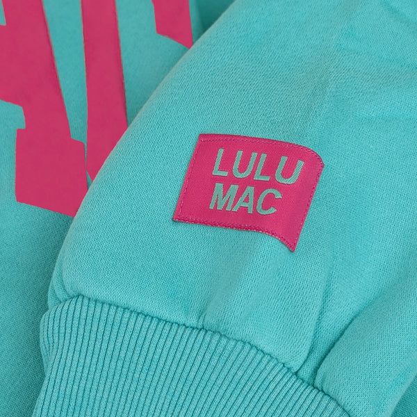 LULU MAC PUFF SWEATSHIRT - MINT/HOT PINK