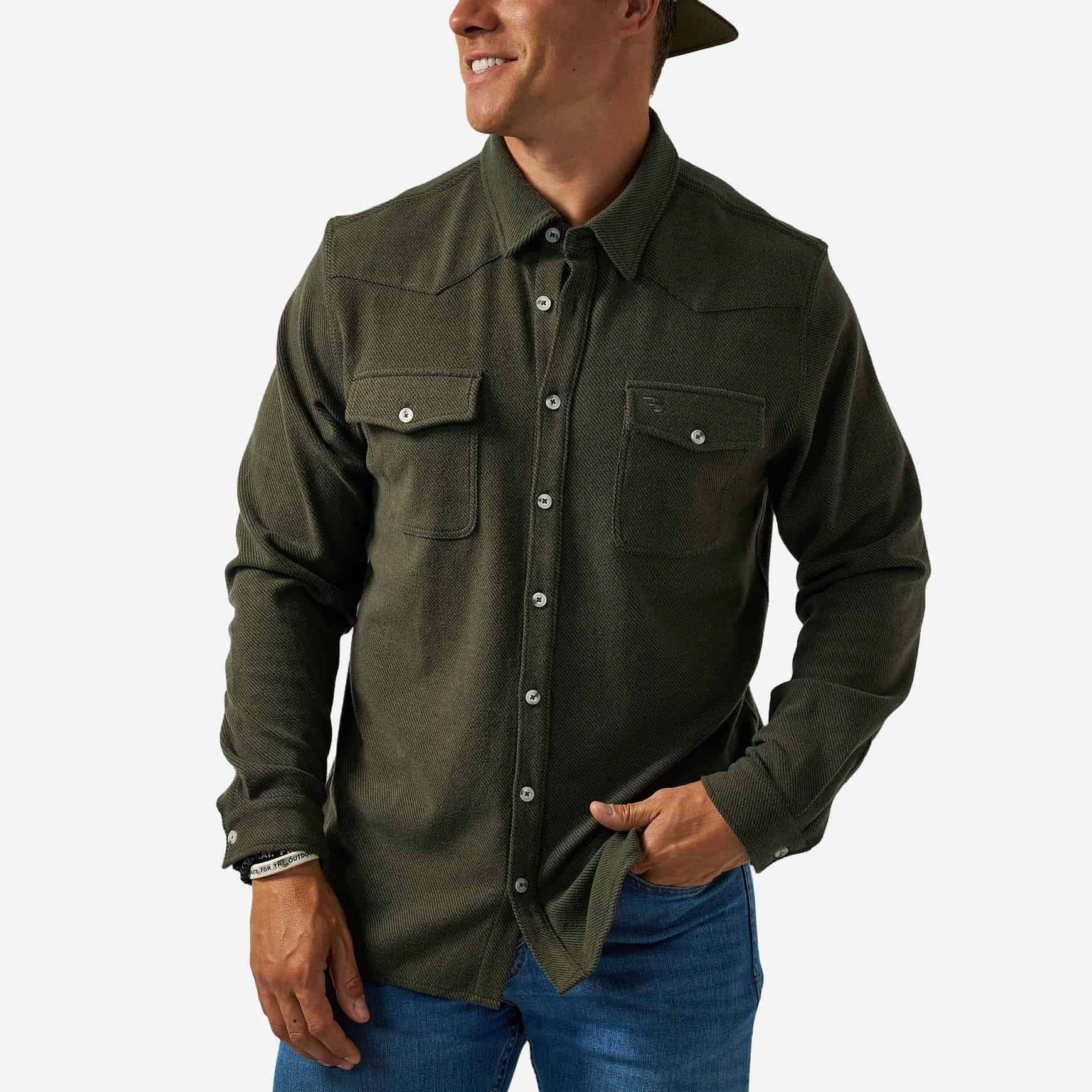 LONG SLEEVE AUSTIN SHIRT - OLIVE GREEN