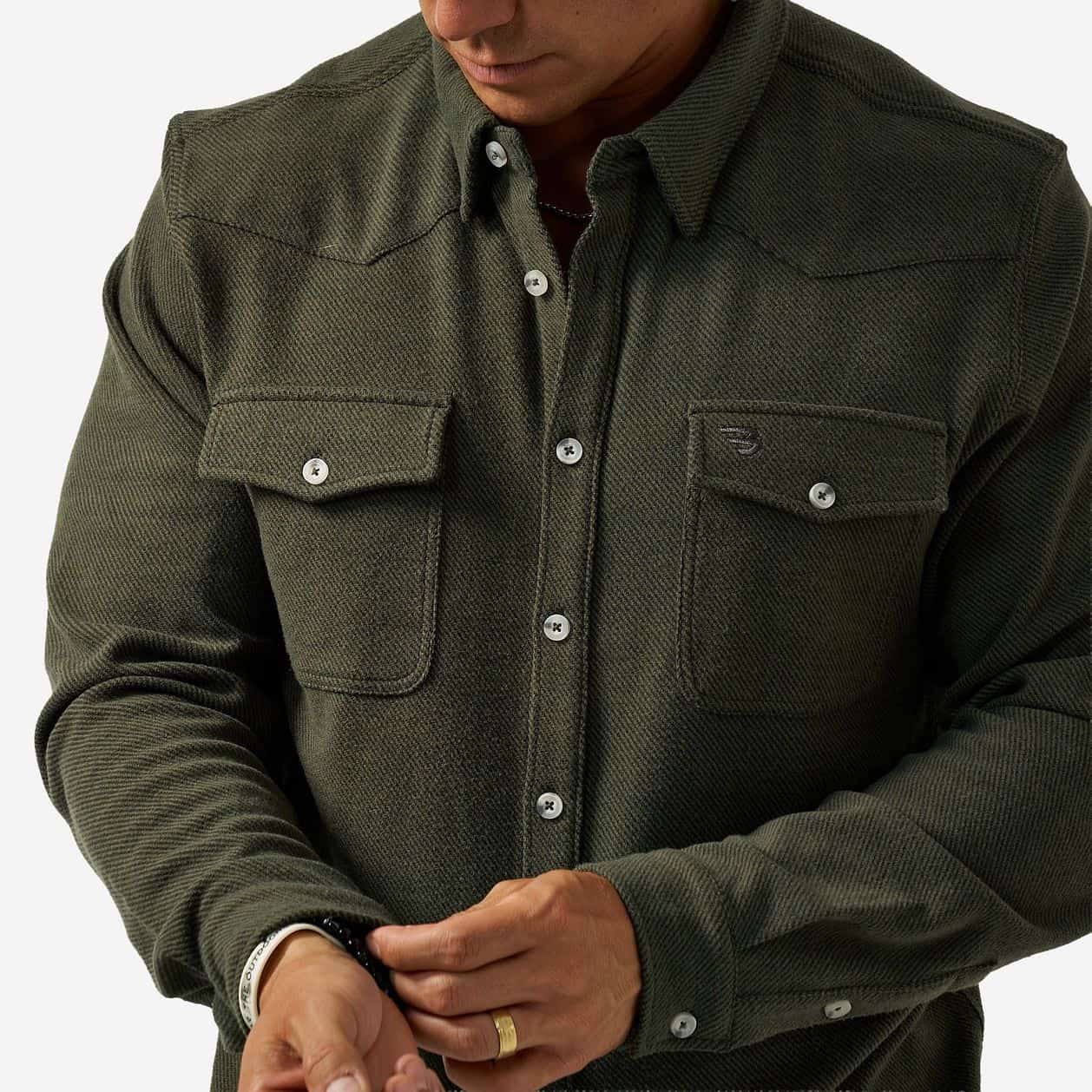 LONG SLEEVE AUSTIN SHIRT - OLIVE GREEN