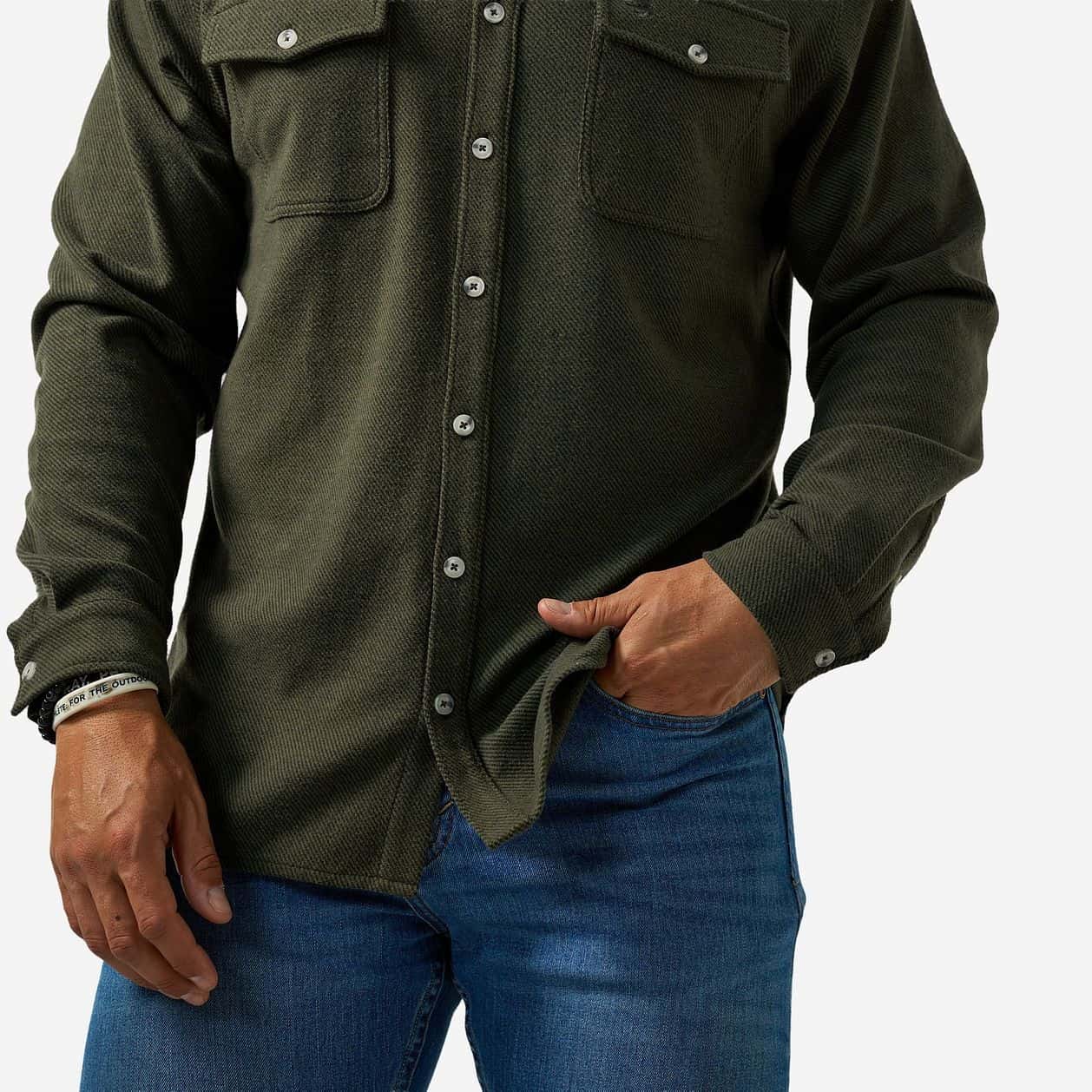 LONG SLEEVE AUSTIN SHIRT - OLIVE GREEN