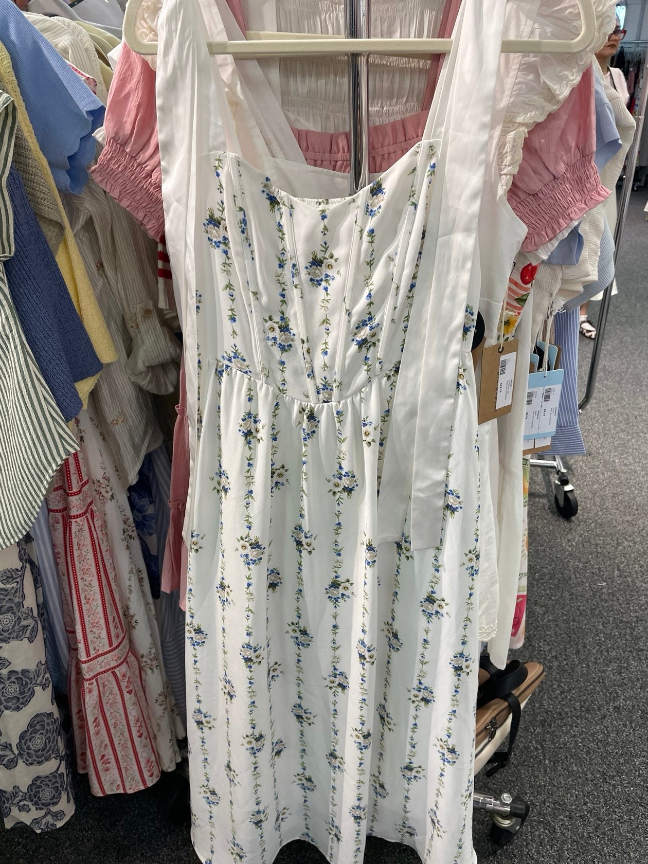 Vintage-Inspired Floral Corset with Ribbon Straps