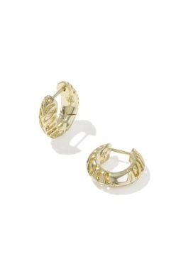 TIGER STRIPED MIKKI HUGGIE EARRINGS - GOLD