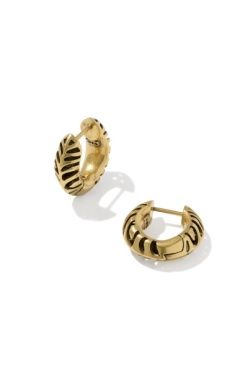 TIGER STRIPED MIKKI HUGGIE EARRINGS - VINTAGE GOLD