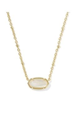 TIGER STRIPED ELISA SHORT PENDANT NECKLACE - GOLD NATURAL MOTHER OF PEARL