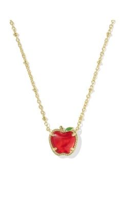 APPLE SHORT PENDANT NECKLACE - GOLD RED ILLUSION