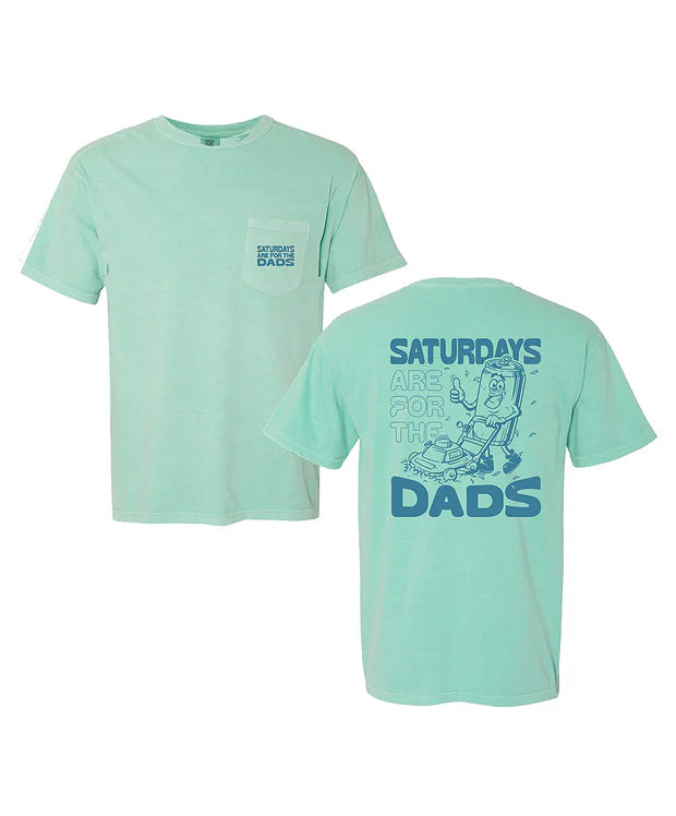 SATURDAYS ARE FOR THE DADS MOW POCKET TEE - MINT GREEN