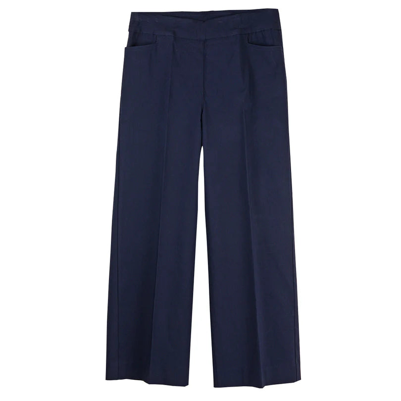 PULL ON WIDE LEG CROP PANT - MIDNIGHT