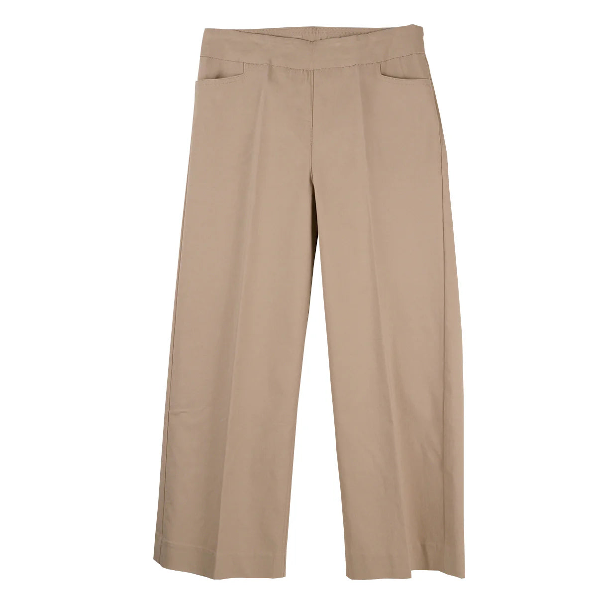 PULL ON WIDE LEG CROP PANT - LIGHT TAUPE
