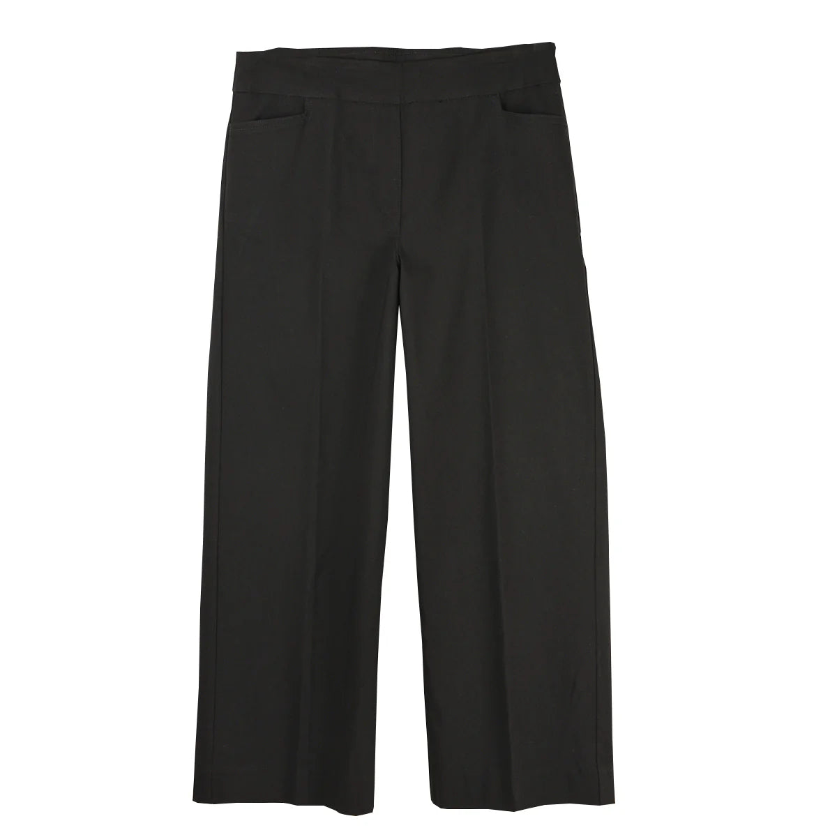 PULL ON WIDE LEG CROP PANT  - BLACK