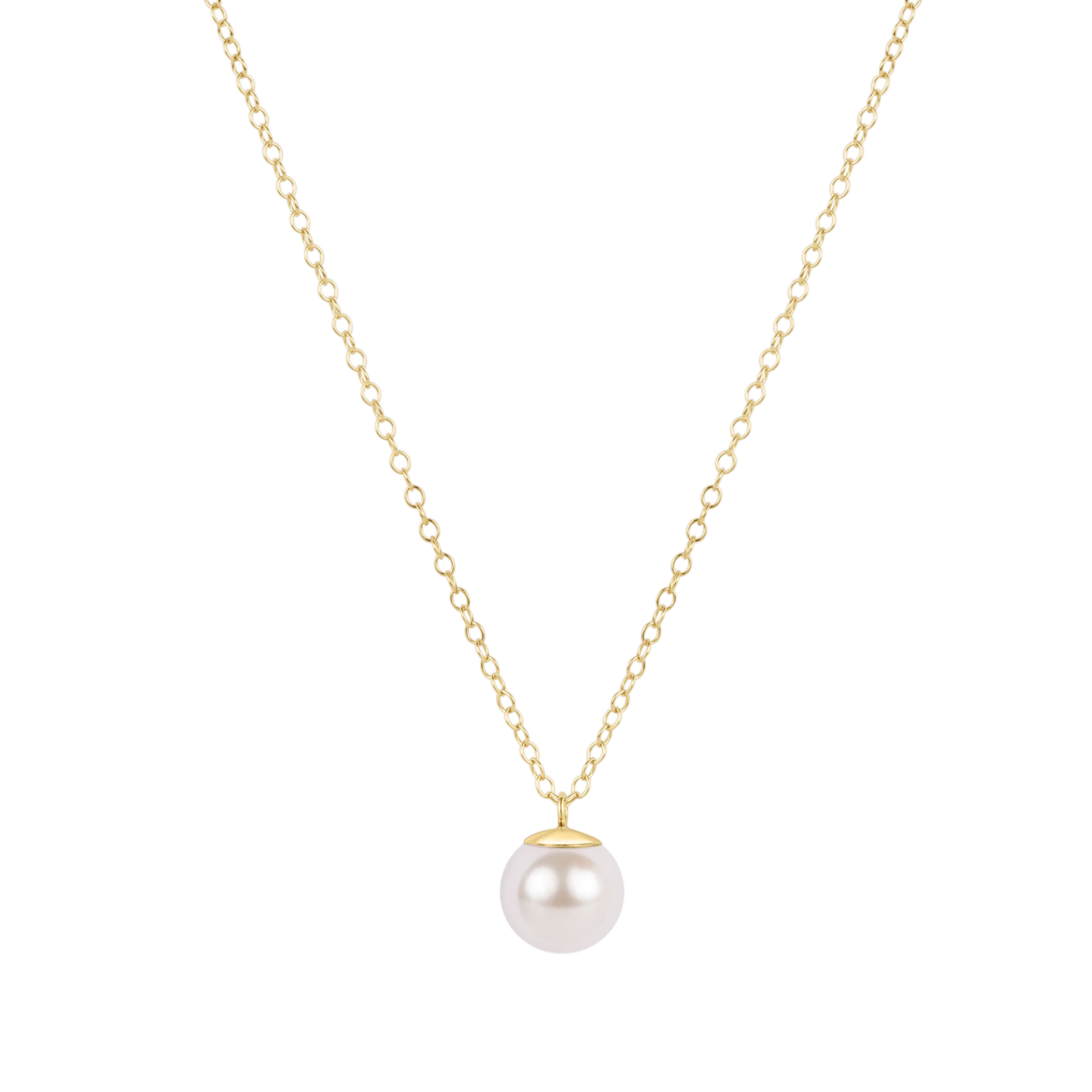 16" Necklace Gold - Classic Pearl 8mm Charm