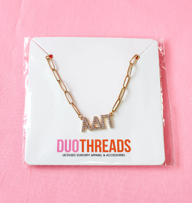 RHINESTONE SORORITY NECKLACE - ALPHA DELTA PI