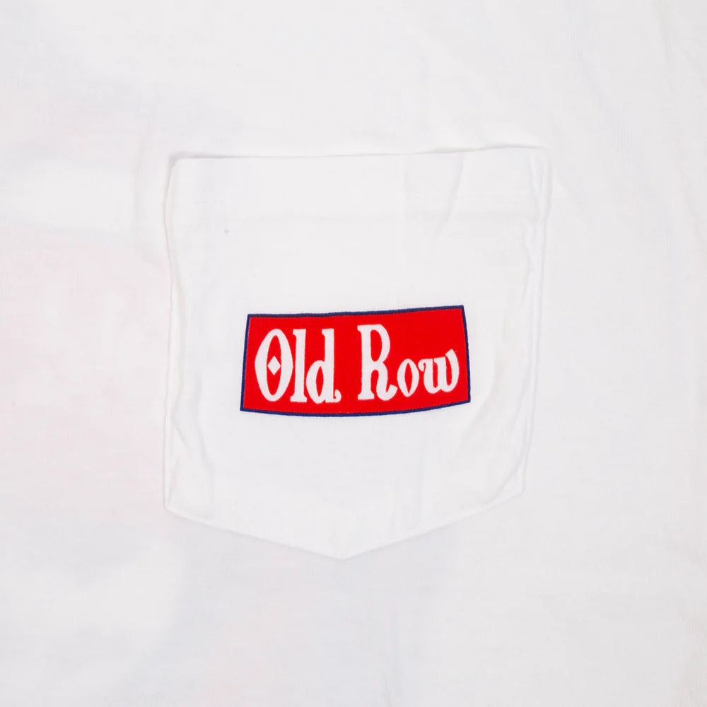 OLD ROW OUTDOORS FISHING BEER CAN POCKET TEE - WHITE