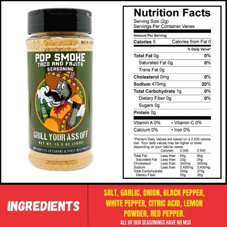 POP SMOKE TACO & FAJITA SEASONING 13.5 oz