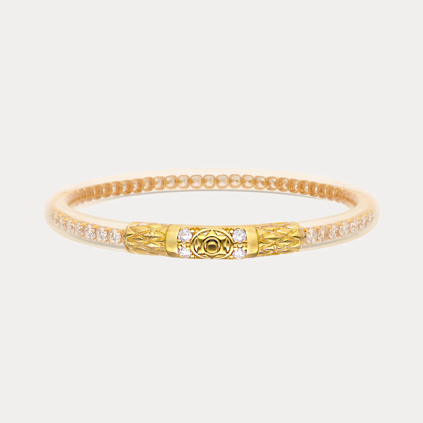 QUEEN ALL WEATHER BANGLE - CLEAR CRYSTAL - GOLD