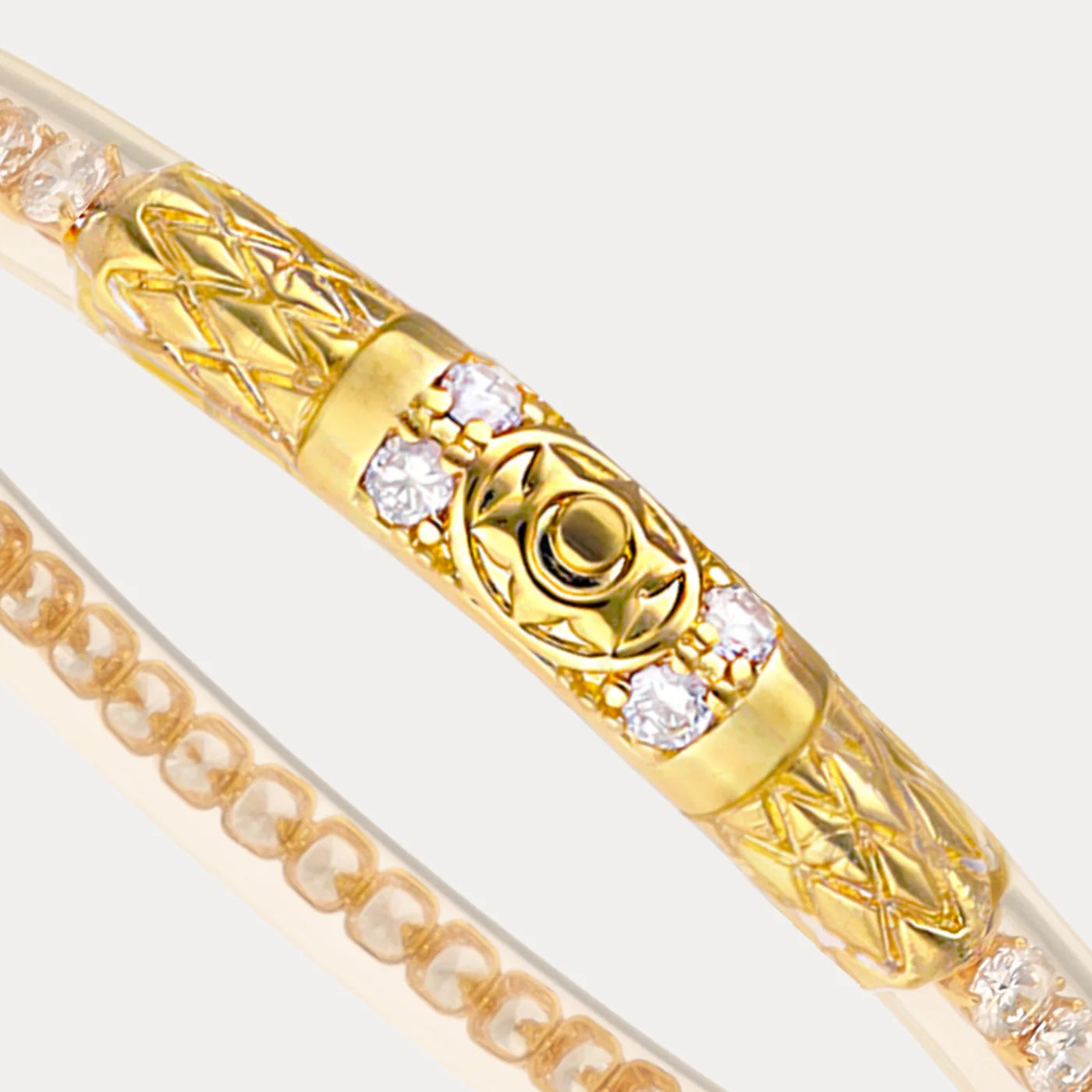 QUEEN ALL WEATHER BANGLE - CLEAR CRYSTAL - GOLD