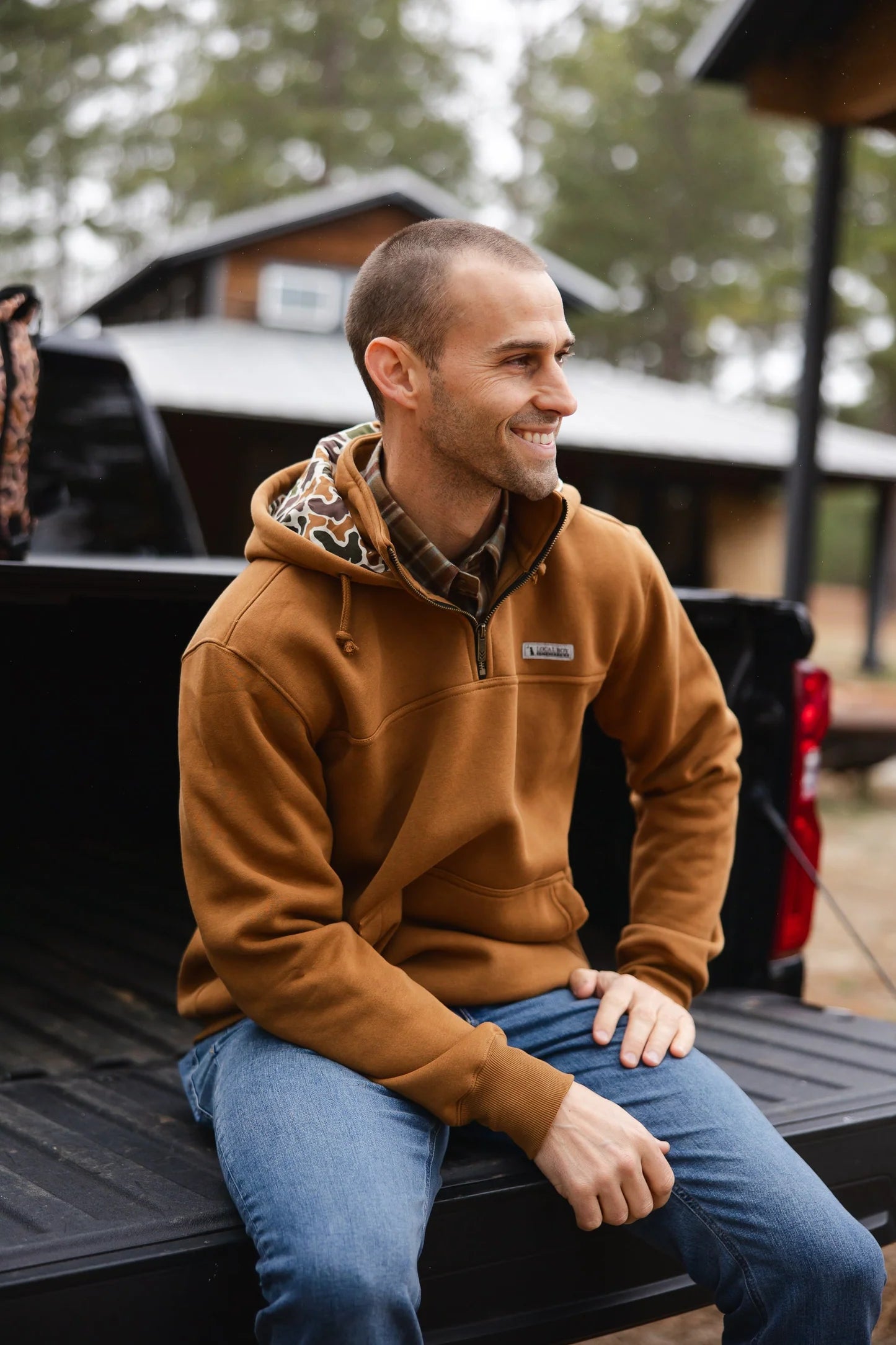 QUARTER ZIP HOODIE - RUST