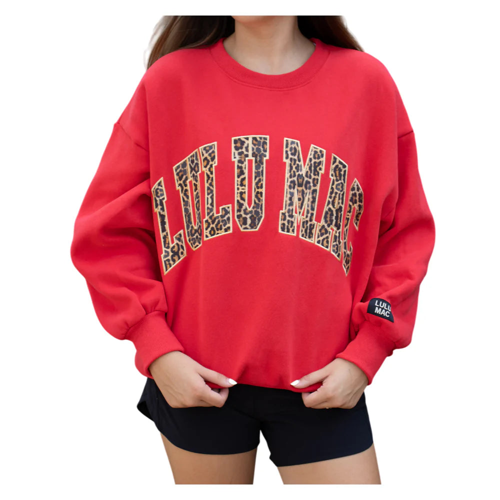 LULU MAC SWEATSHIRT - RED W/LEOPARD