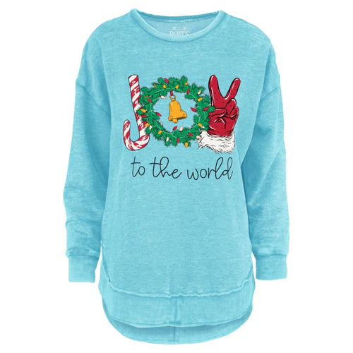 JOY WREATH FLEECE CREW NECK - BLUE