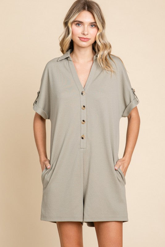 SOLID BUTTON UP JUMPER - STONE