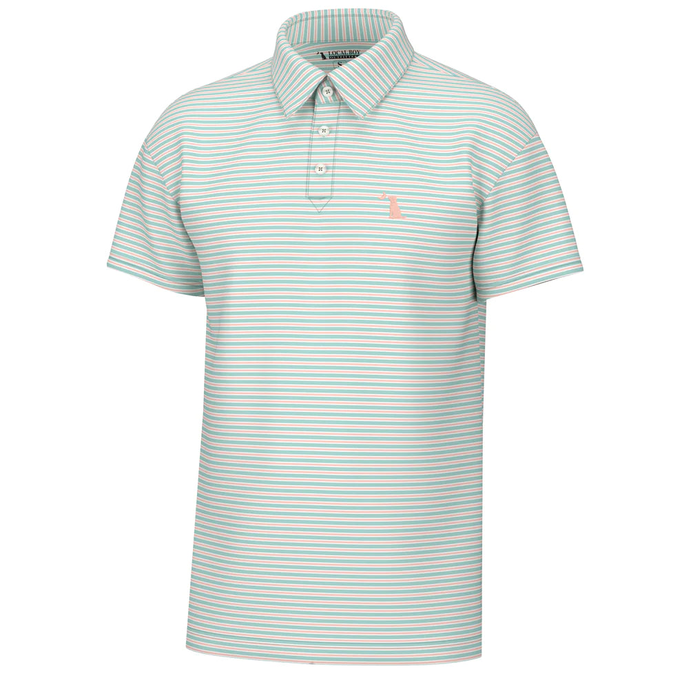 SURFSIDE POLO - TEAL/CORAL/WHITE