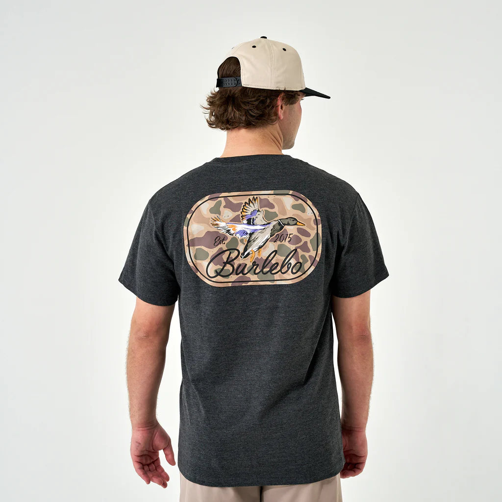 DUCKS FLYING IN SS TEE - HEATHER BLACK