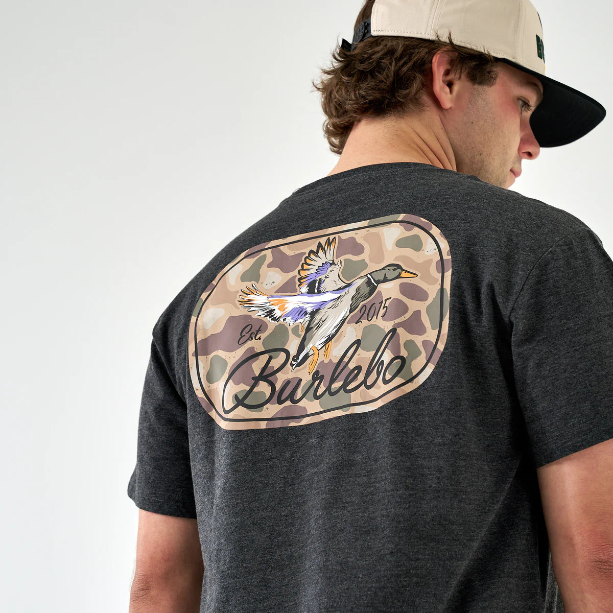 DUCKS FLYING IN SS TEE - HEATHER BLACK