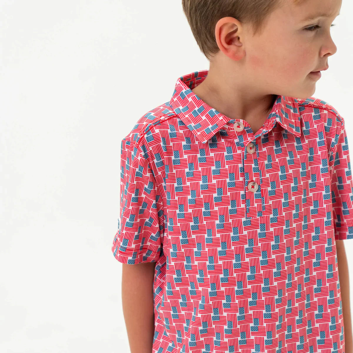 YOUTH POLO - AMERICAN FLAG PRINT