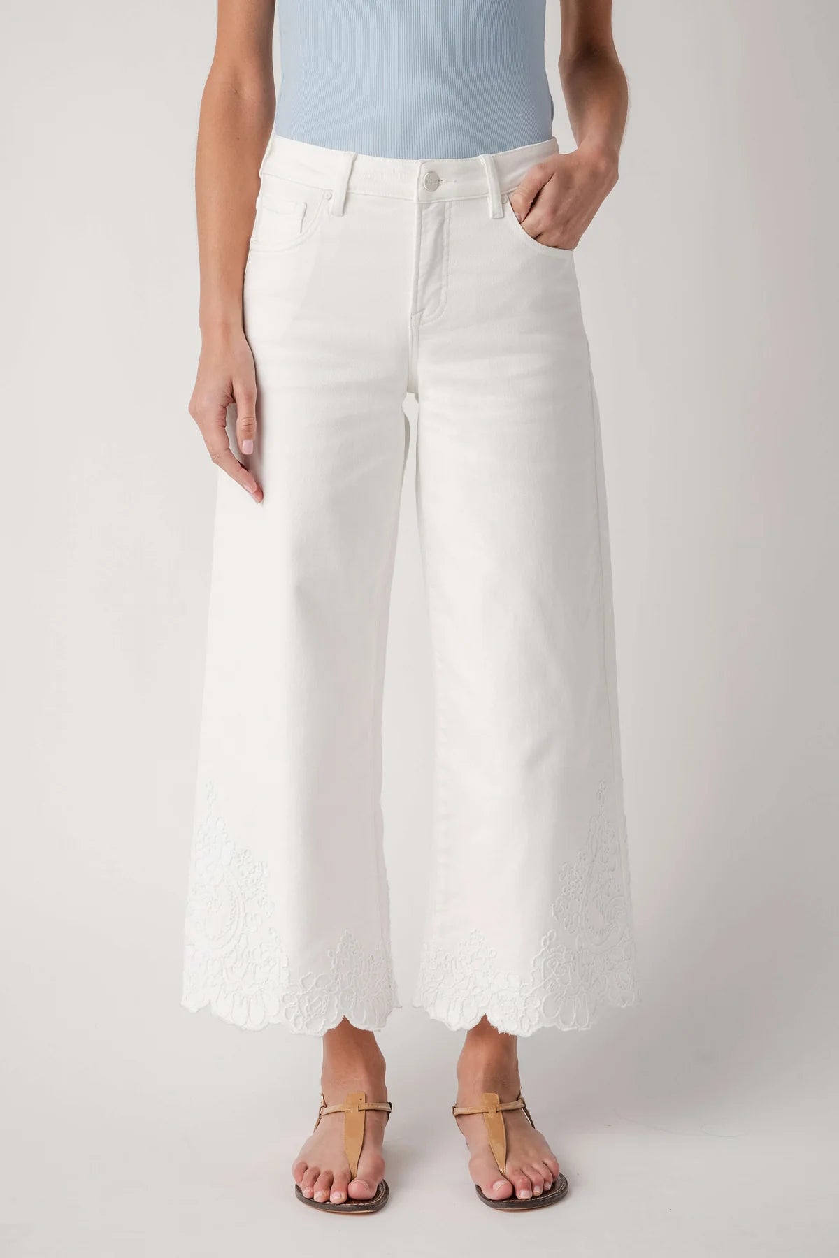 High Waist Tummy Control Cropped Wide Leg Pants