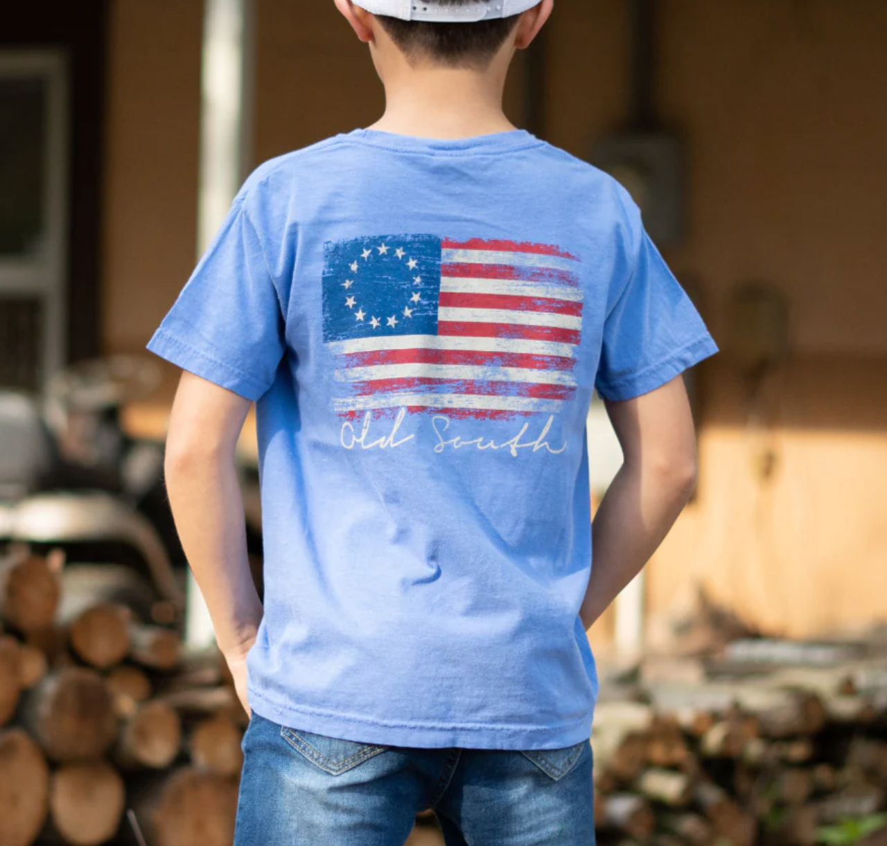 YOUTH BETSY ROSS FLAG SS FLO BLUE