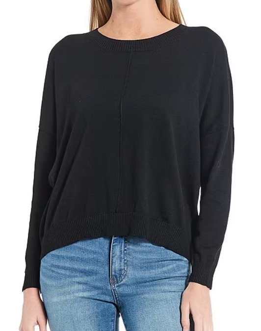 FRONT SEAM RIBBED NECK SWEATER