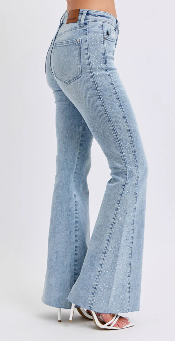 MR RHINESTONE SIDE PANEL DETAIL FLARE - LIGHT