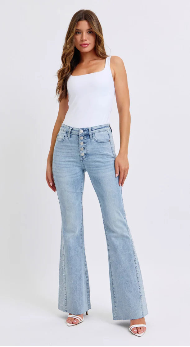 MR RHINESTONE SIDE PANEL DETAIL FLARE - LIGHT