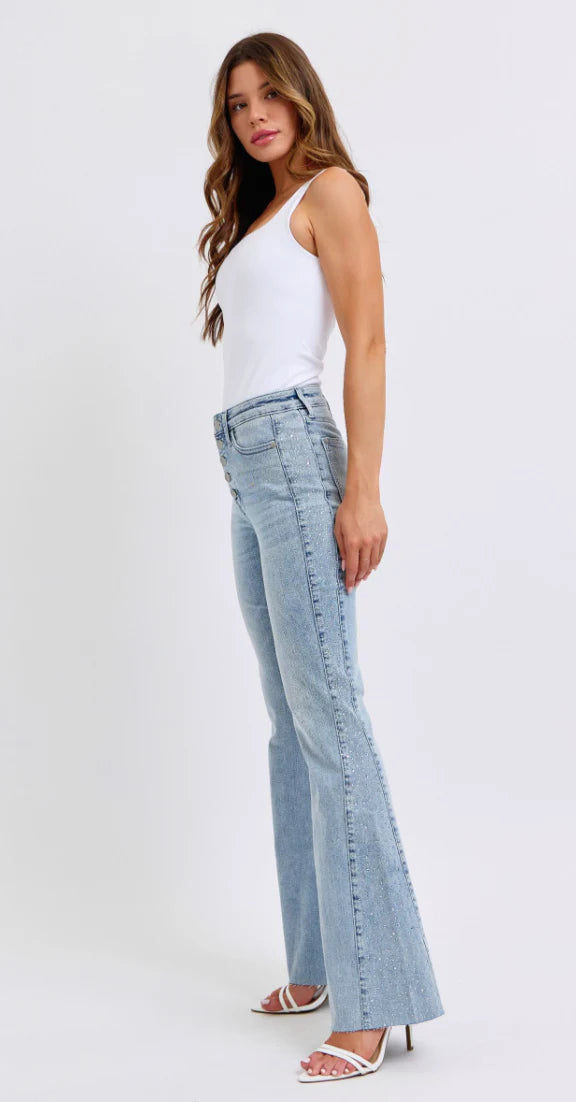 MR RHINESTONE SIDE PANEL DETAIL FLARE - LIGHT