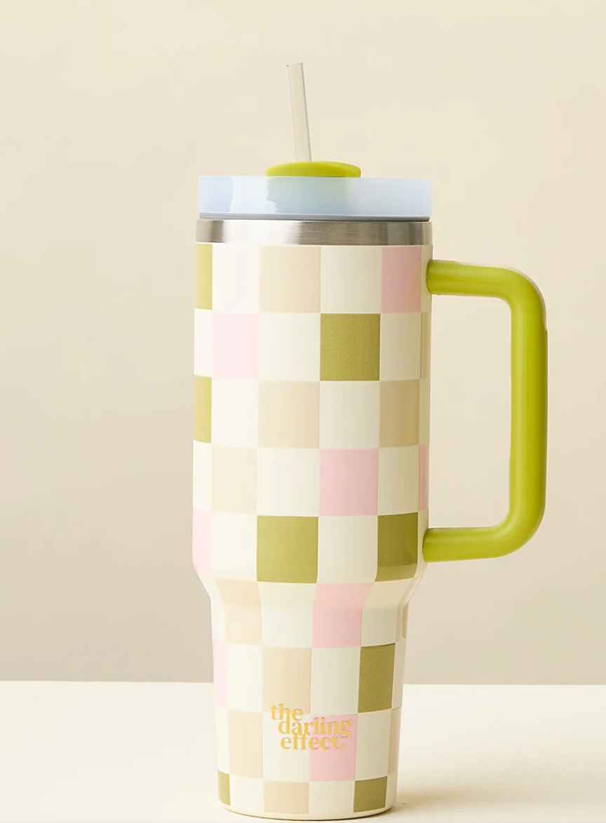 40OZ TAKE ME EVERYWHERE TUMBLER - CHECK GREEN