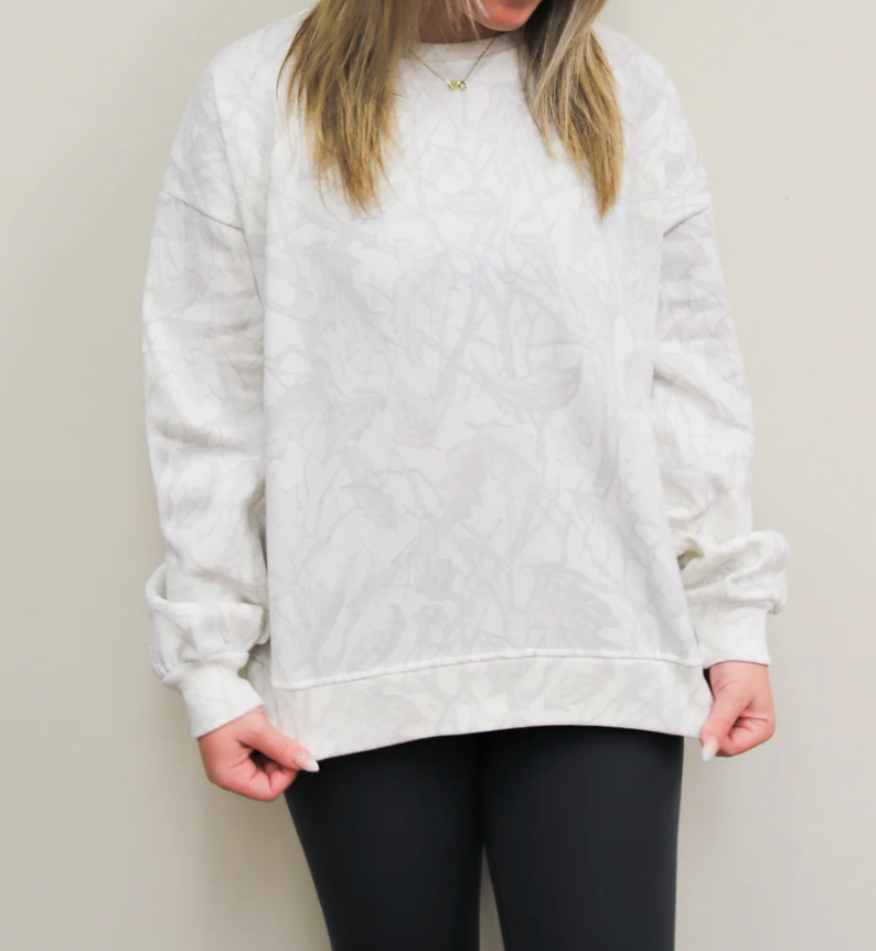 WOODLAND CAMO CREWNECK BLOUSANT OVERSIZED FLEECE - ICE WOODLAND