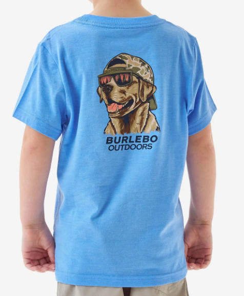 YOUTH - MALLARD CAMO DOG SS - HEATHER PERIWINKLE