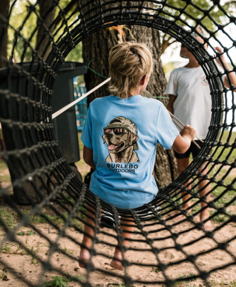 YOUTH - MALLARD CAMO DOG SS - HEATHER PERIWINKLE