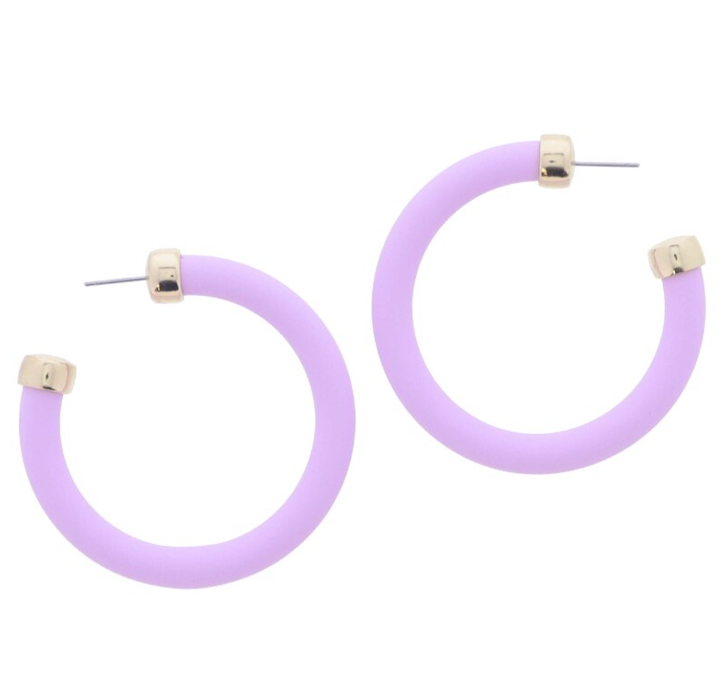 TUBULAR HOOP W/GOLD ACCENTS EARRINGS