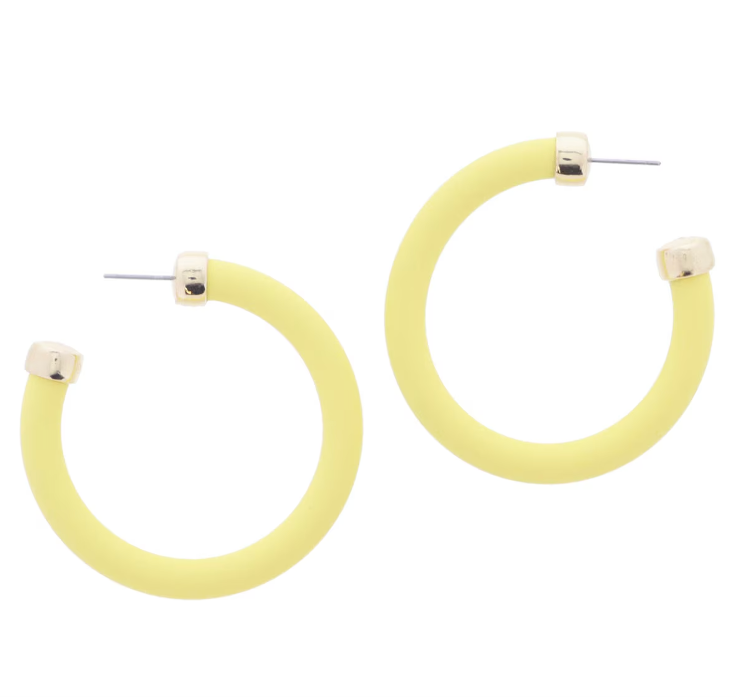 TUBULAR HOOP W/GOLD ACCENTS EARRINGS