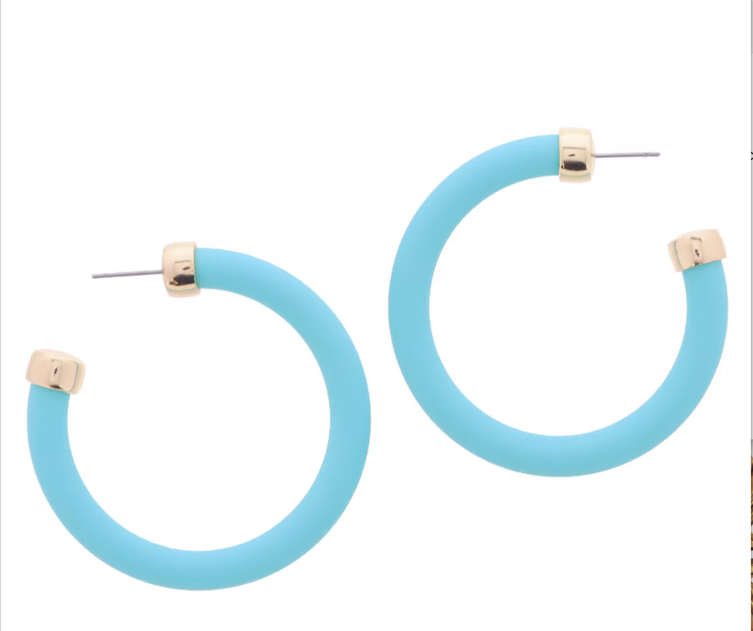 TUBULAR HOOP W/GOLD ACCENTS EARRINGS